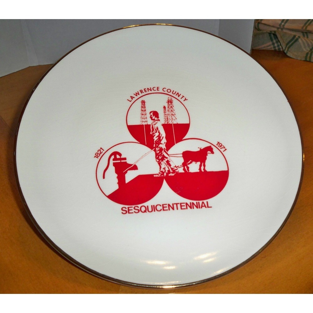 Vintage Lawrence County Illinois Sesquicentennial Collector Plate 1821-1971